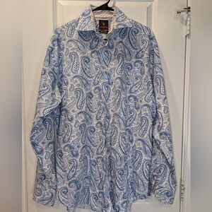 Tailorbyrd XL Blue Paisley Statement Shirt Loud Print Button Down 100% Cotton